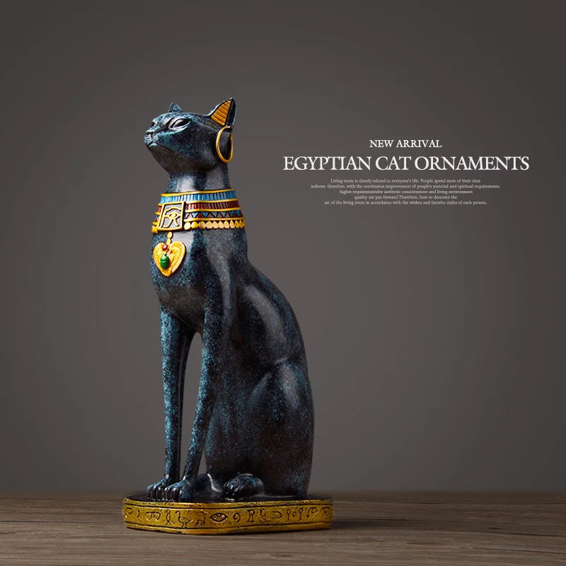 Afralia™ Egyptian Cat Resin Craft Home Decor Deity Figurine for Table Ornaments
