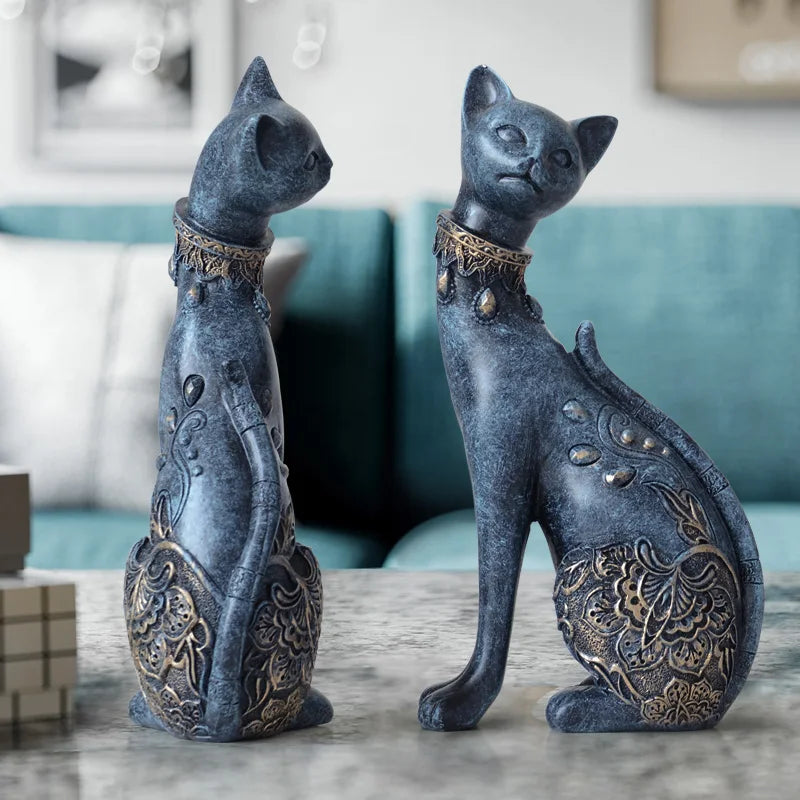 Afralia™ Cat Statue: Decorative Resin Sculpture, Creative Home Decor, Wedding Gift