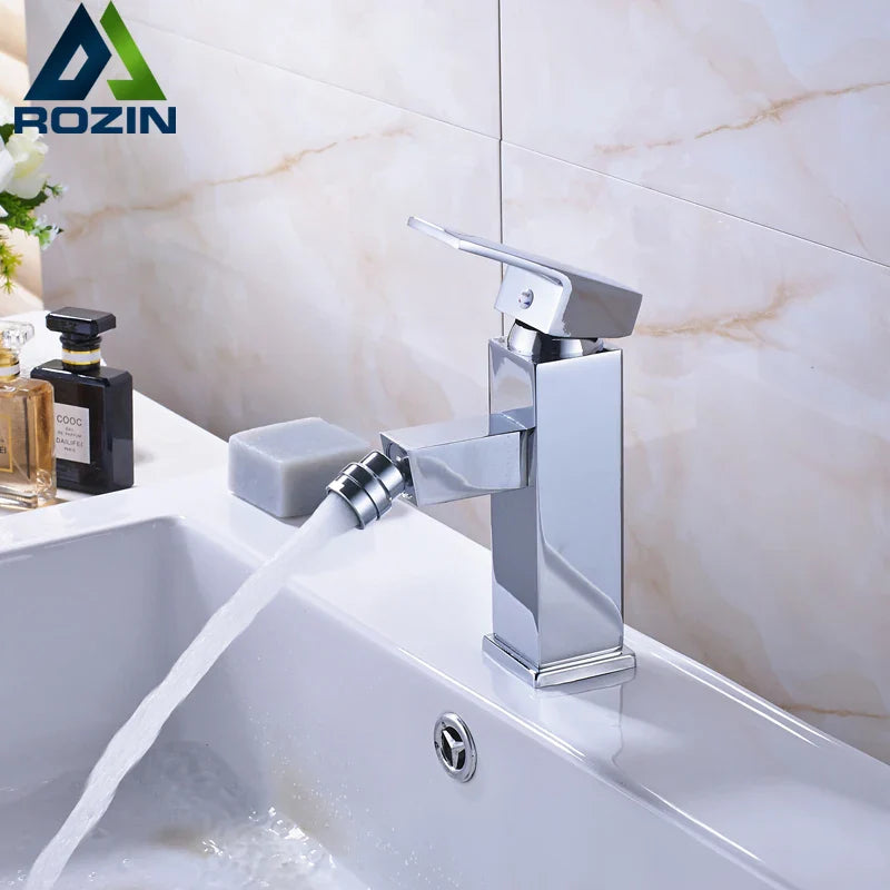 Afralia™ Chrome Single Lever Bidet Faucet - Deck Mounted Square Mixer for Women