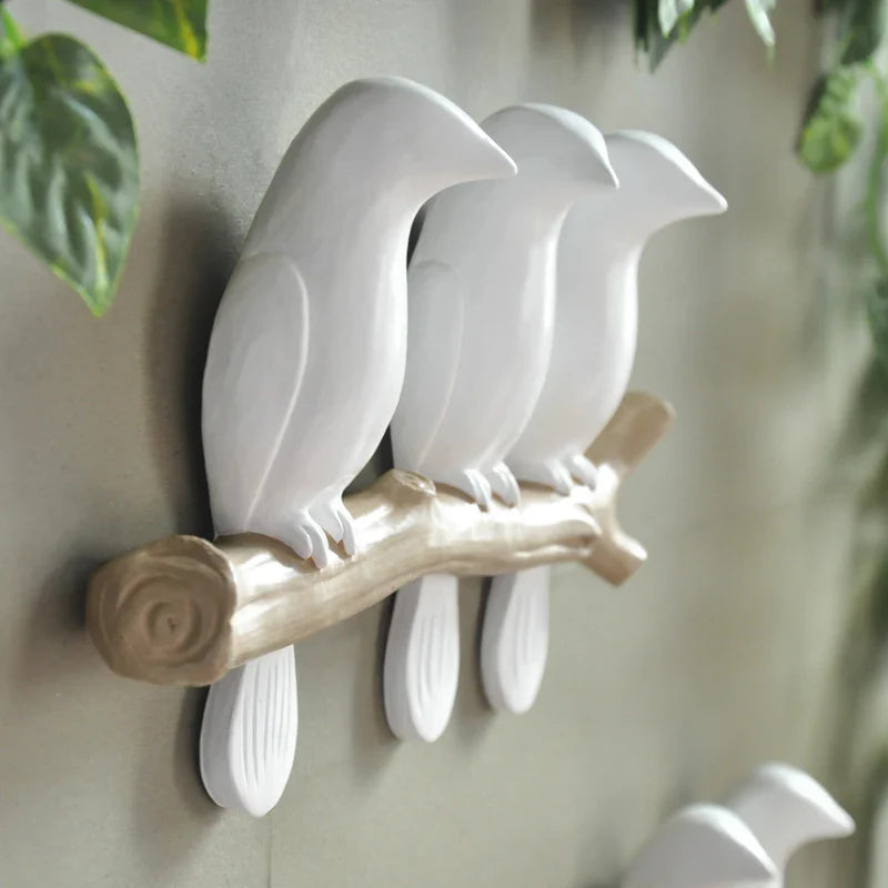 Afralia™ Resin Bird Wall Stickers for Home Decor & TV Background