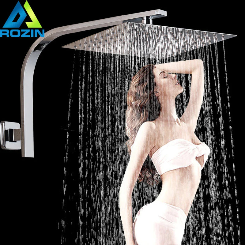 Afralia™ Square Stainless Steel Rainfall Shower Head Arm Bracket for Bathroom