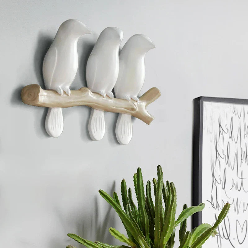 Afralia™ Resin Bird Wall Stickers for Home Decor & TV Background