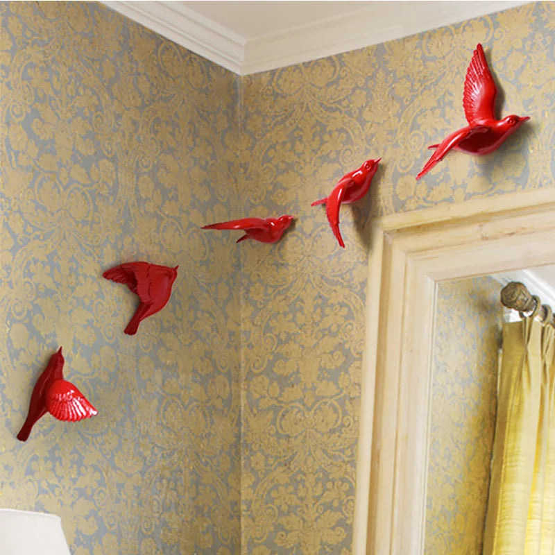 Afralia™ Resin Birds 3D Wall Sticker - Creative Living Room Decor & Wall Murals