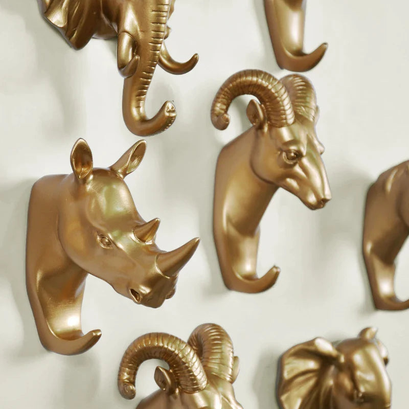 Afralia™ Resin Animal Head Wall Hooks for Decorative Hanging and Organization