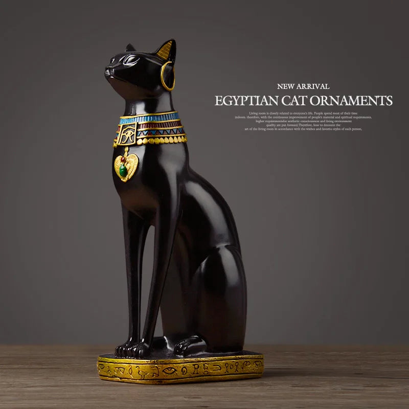 Afralia™ Egyptian Cat Resin Craft Home Decor Deity Figurine for Table Ornaments