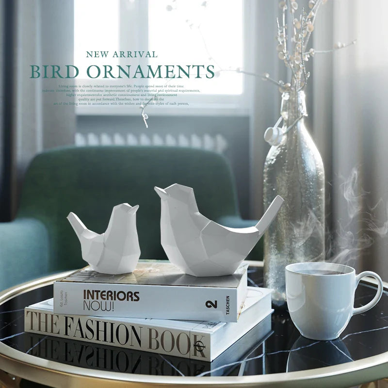 Afralia™ Couple Birds Resin Figurines for Home Decor and Tabletop Ornaments