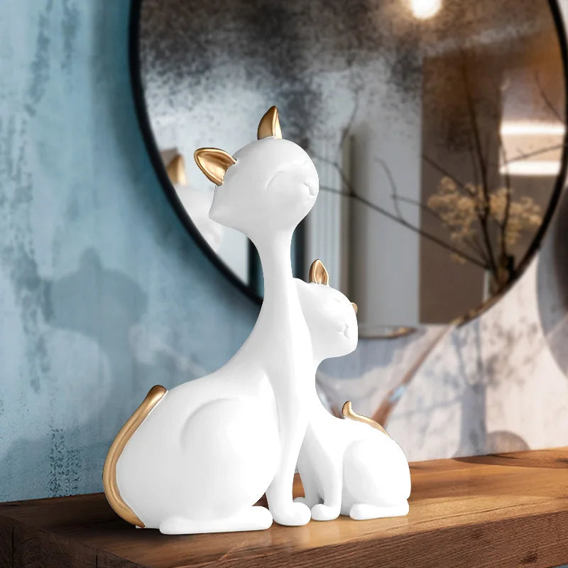 Afralia™ Resin Cat Figurines Miniatures Decorative Animals Desktop Gift Statue Ornaments