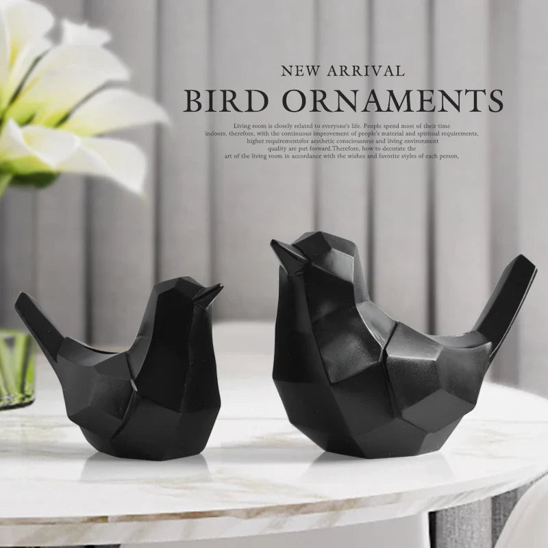 Afralia™ Couple Birds Resin Figurines for Home Decor and Tabletop Ornaments