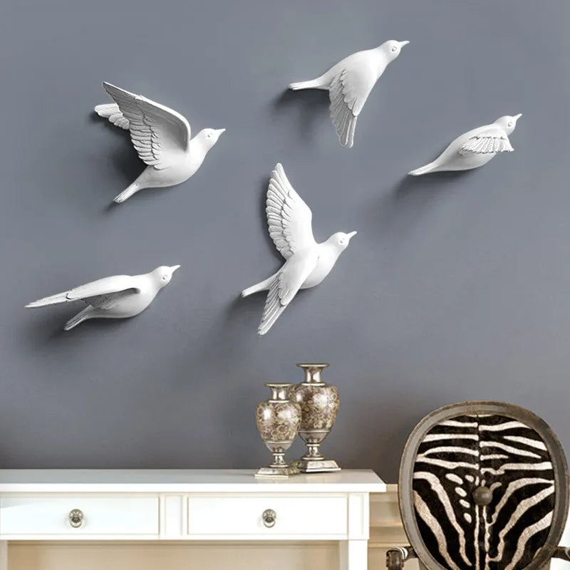 Afralia™ Resin Birds 3D Wall Sticker - Creative Living Room Decor & Wall Murals
