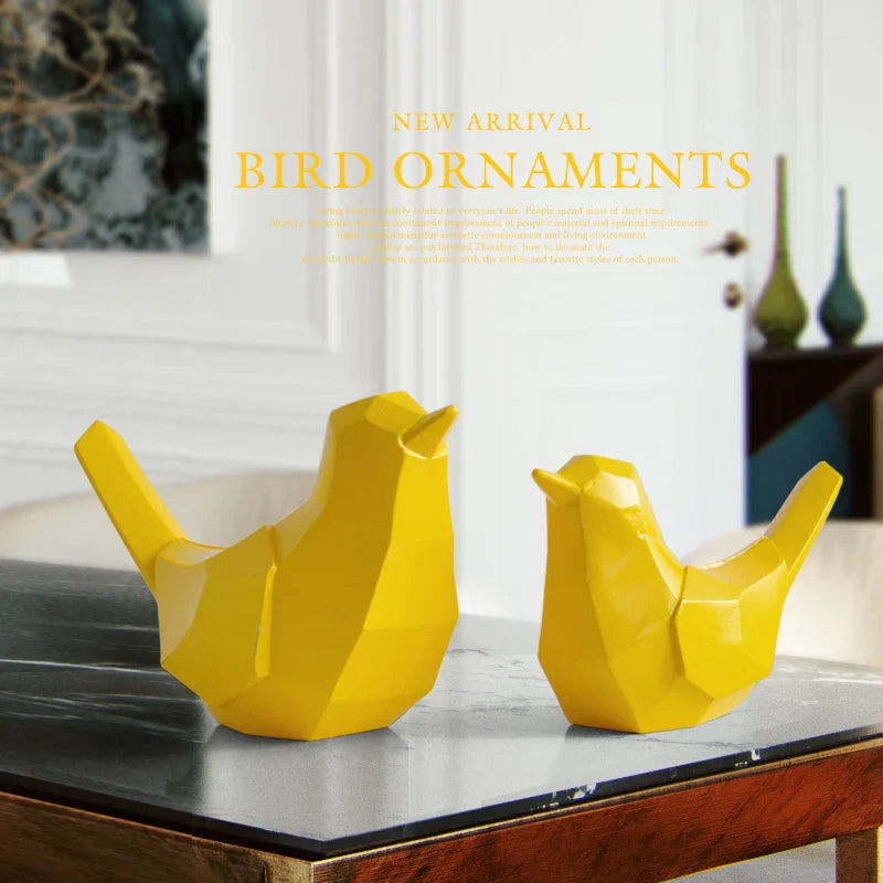 Afralia™ Couple Birds Resin Figurines for Home Decor and Tabletop Ornaments