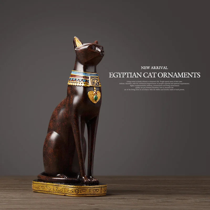 Afralia™ Egyptian Cat Resin Craft Home Decor Deity Figurine for Table Ornaments
