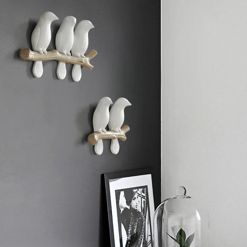 Afralia™ Resin Bird Wall Stickers for Home Decor & TV Background