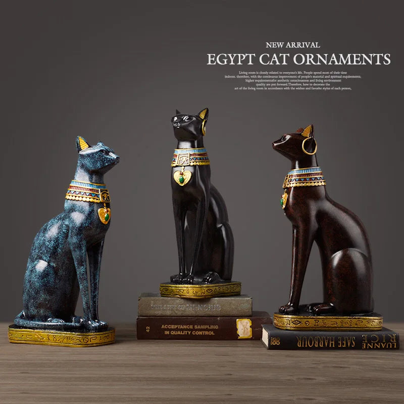 Afralia™ Egyptian Cat Resin Craft Home Decor Deity Figurine for Table Ornaments