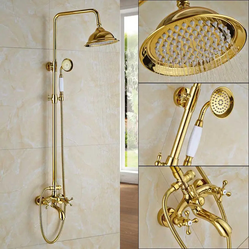 Afralia™ Dual Handle Rainfall Shower System with Sliding Bar - Wall Mounted Bathroom Mixer