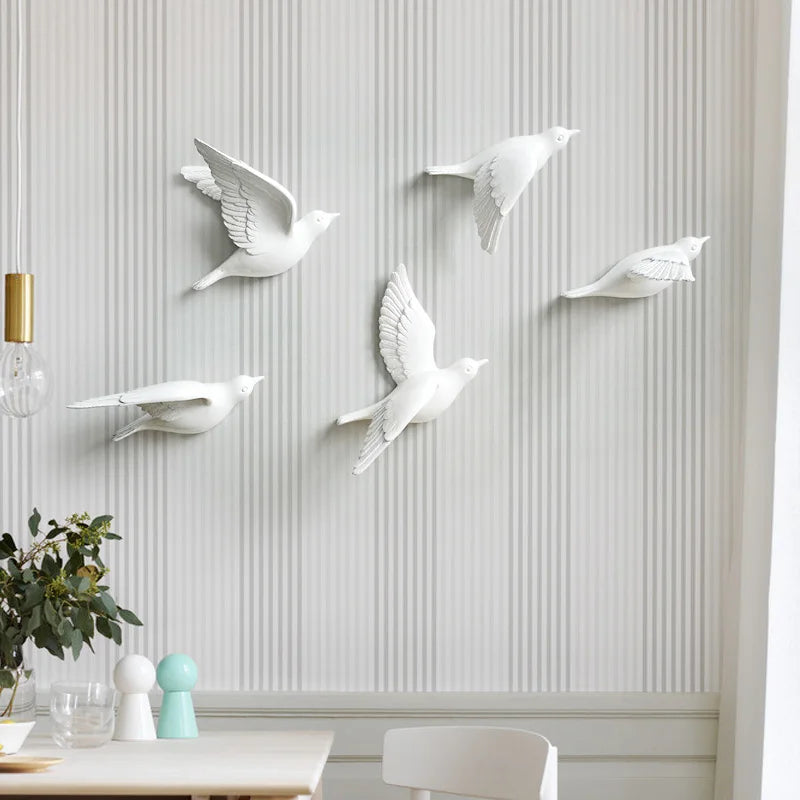 Afralia™ Resin Birds 3D Wall Sticker - Creative Living Room Decor & Wall Murals