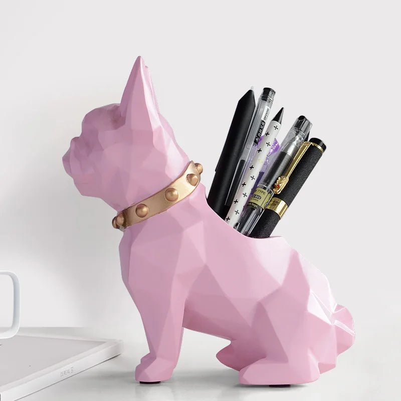 Afralia™ Dog Resin Pen Holder Desk Organizer Office Accessories Storage Pencil Pot