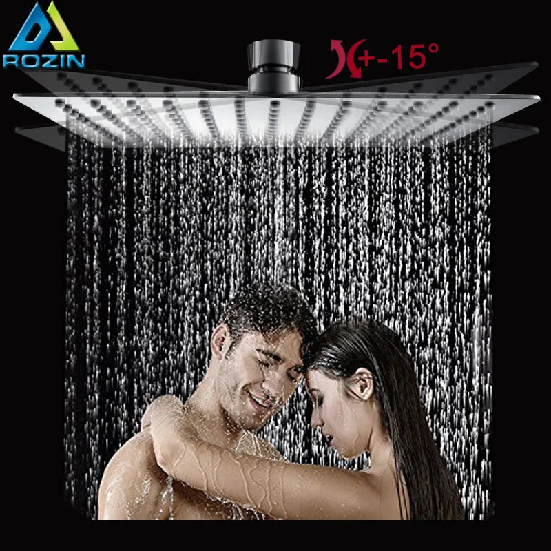 Afralia™ 16" Stainless Steel Ultrathin Rainfall Shower Head Chrome - Large Flow