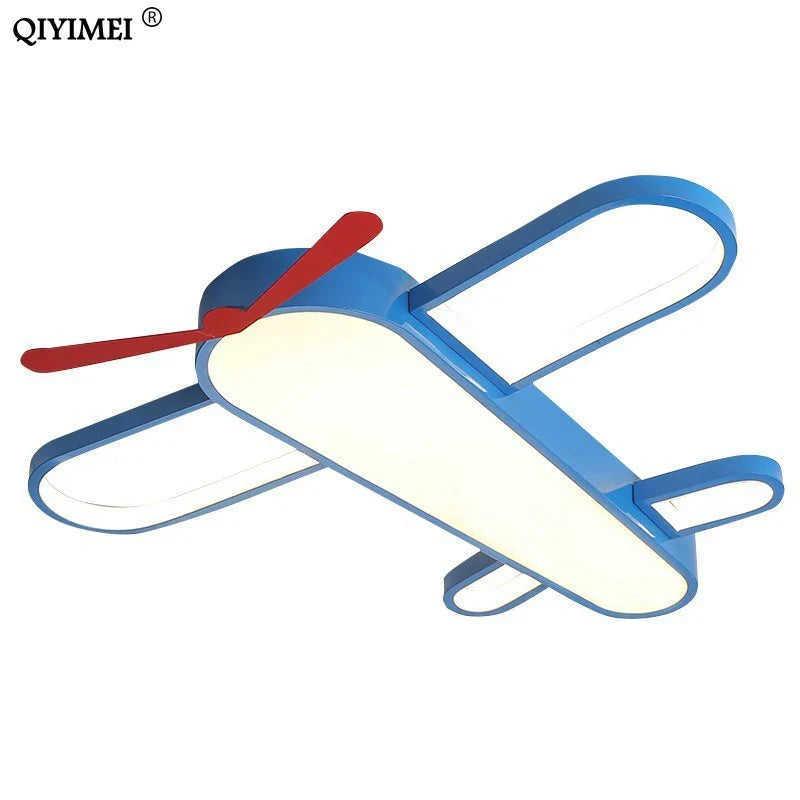 Afralia™ Blue Airplane LED Child Chandelier for Kids Room, Modern Bedroom Lighting Fixture