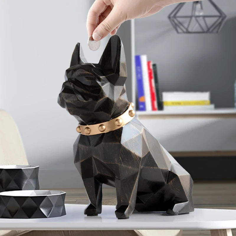 Afralia™ French Bulldog Coin Bank Figurine Piggy Bank Home Decor Child Gift Money Box