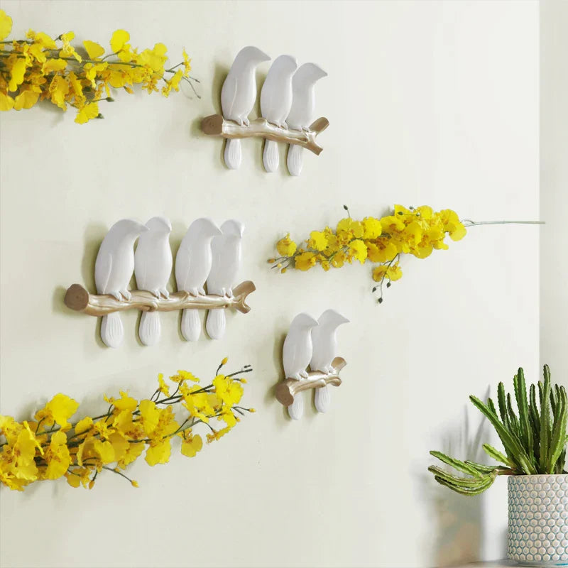 Afralia™ Resin Bird Wall Stickers for Home Decor & TV Background