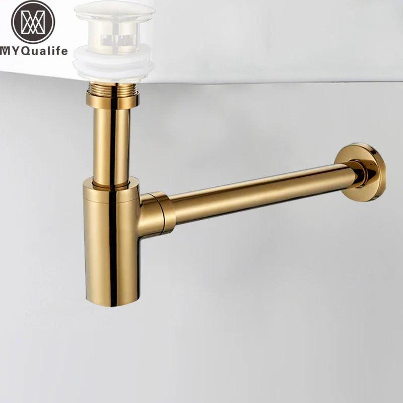 Afralia™ Brass Basin Tap Siphon Kit, Pop Drain Deodorization, Chrome/Black/Bronze