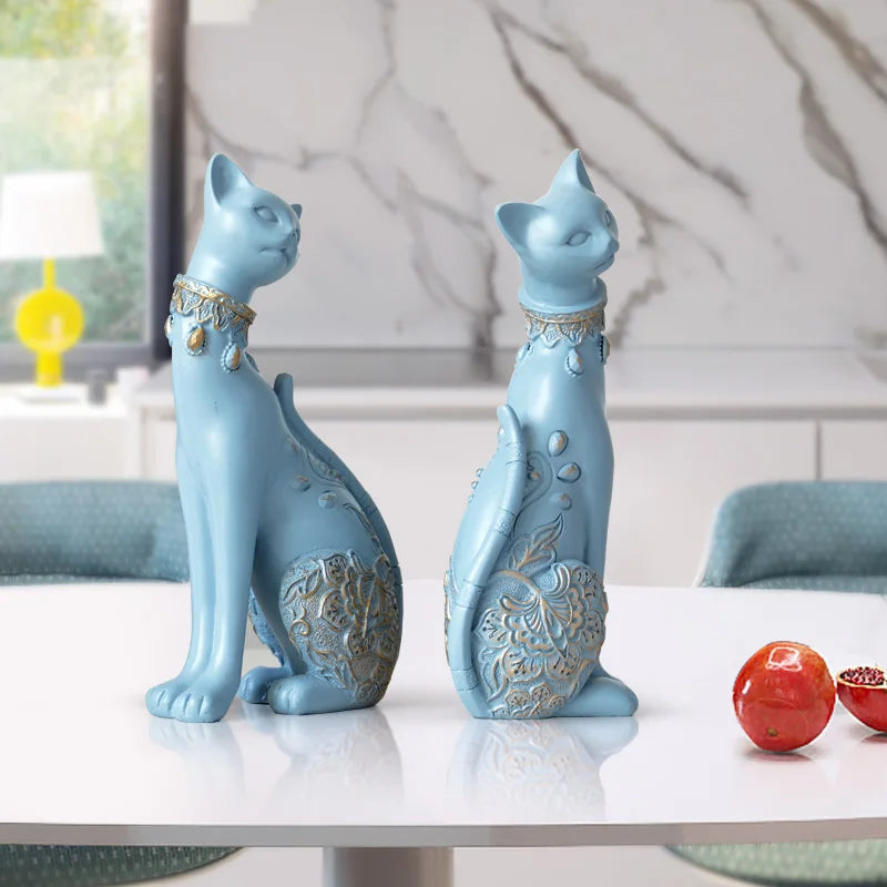 Afralia™ Cat Statue: Decorative Resin Sculpture, Creative Home Decor, Wedding Gift