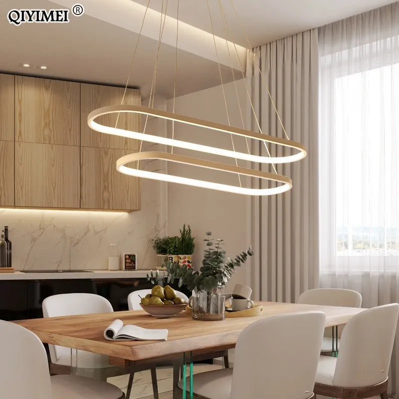 Afralia™ Rectangle Modern LED Pendant Lamps for Living Room, Remote Control, AC85-260V