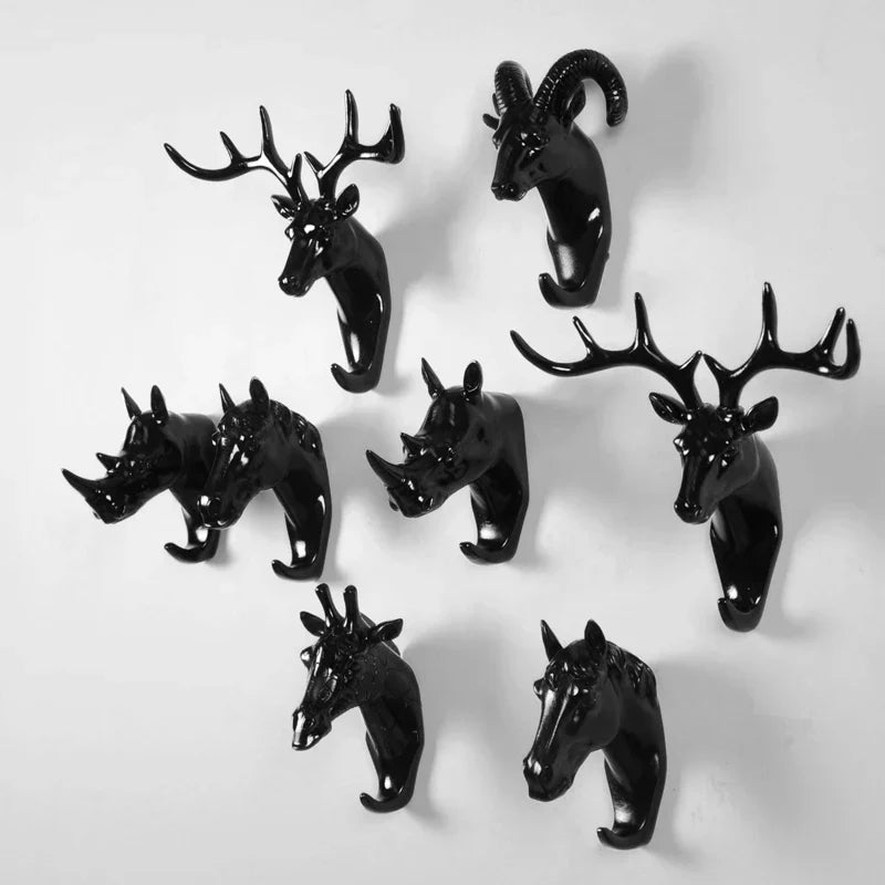 Afralia™ Resin Animal Head Wall Hooks for Decorative Hanging and Organization
