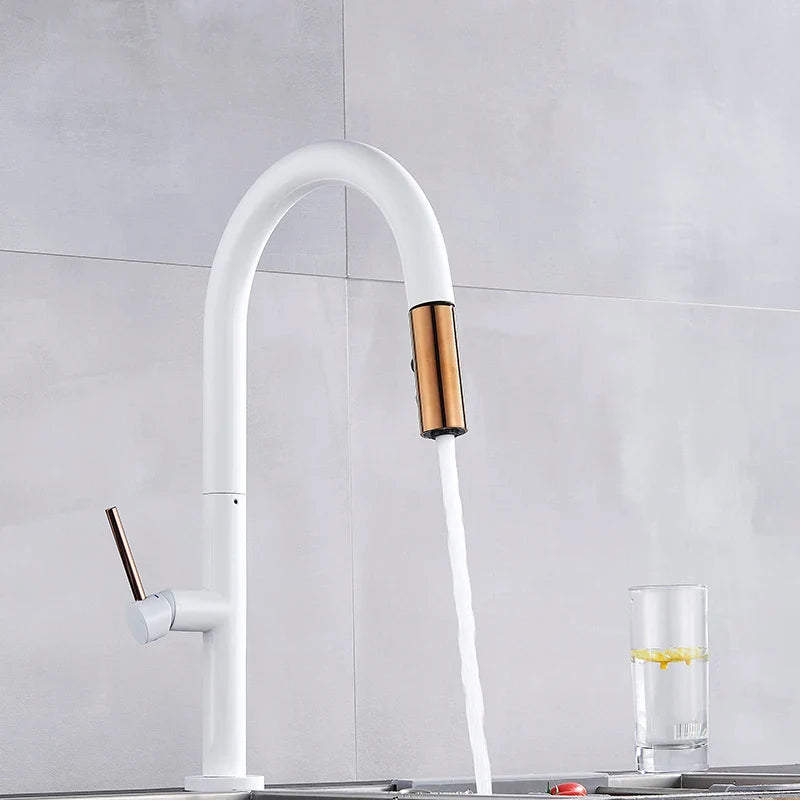 Afralia™ Pull Out Kitchen Faucet Single Handle Mixer Hot Cold Water Taps Deck Mounted