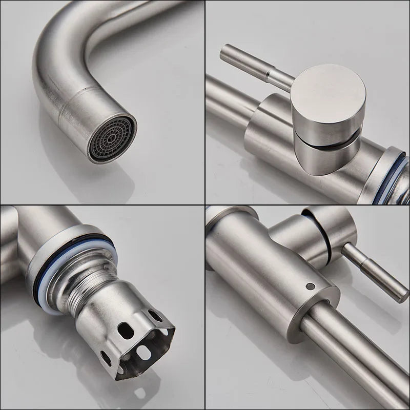Afralia™ Brushed Nickel Kitchen Faucet Swivel Spout Single Lever Mixer Tap
