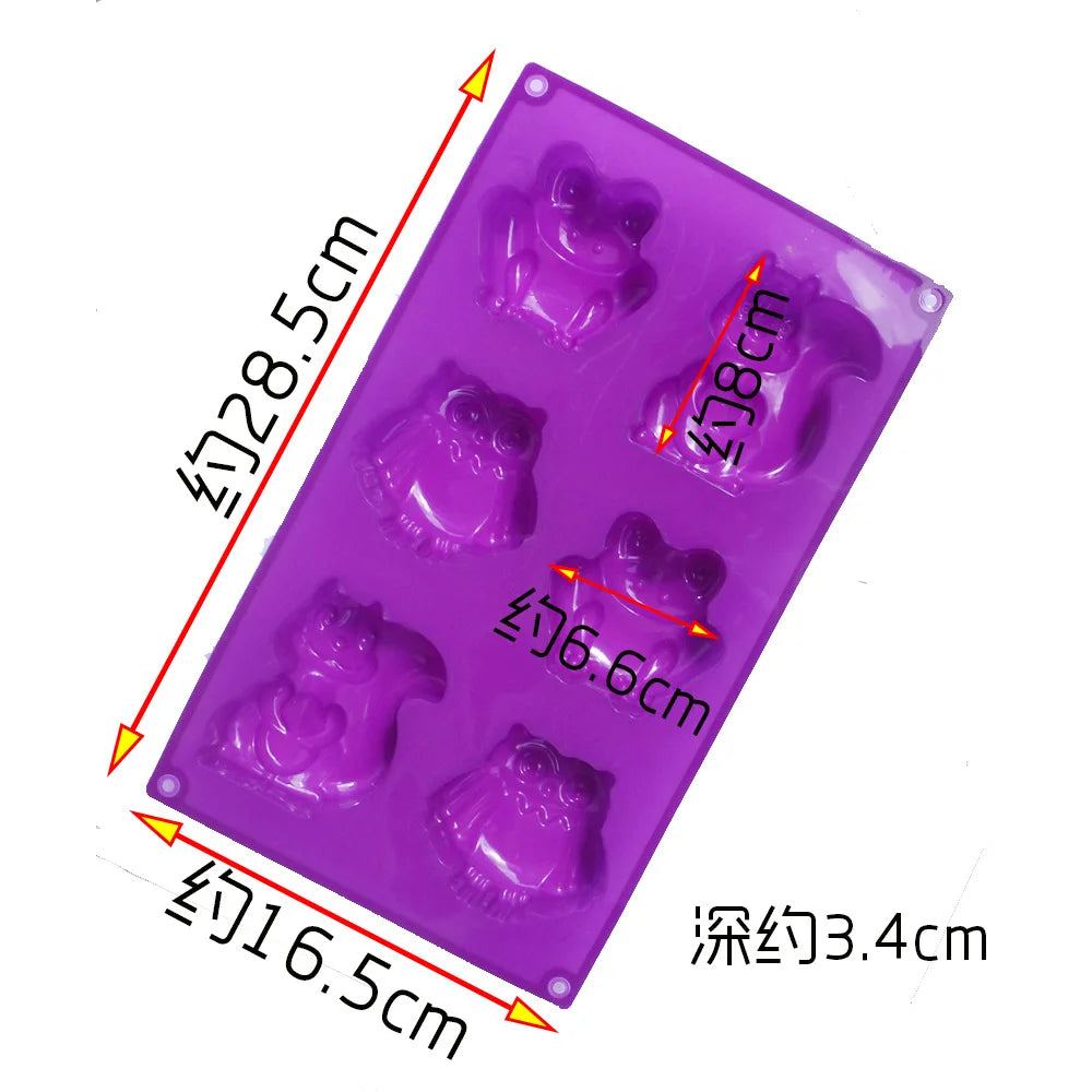 Afralia™ Cartoon Animal Silicone Cake Mould - Creative DIY Owl Squirrel Model Bakeware