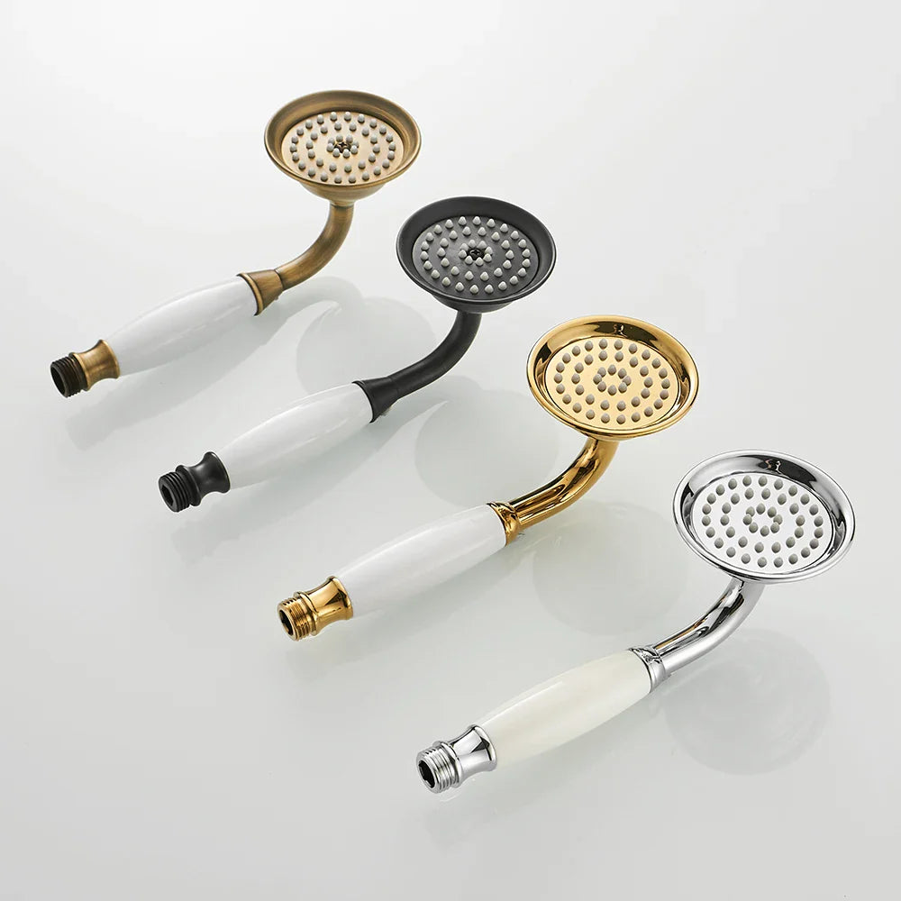 Afralia™ Antique Brass Hand Held Shower with Luxury Ceramics - Round Rainfall Faucet