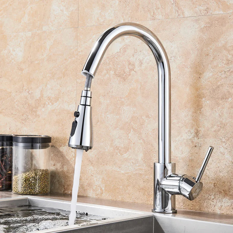 Afralia™ Black SUS304 Pull Out Kitchen Faucet Tap Single Handle Sink Mixer Spout