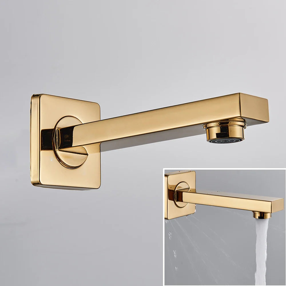 Afralia™ Golden LED Rainfall Shower Faucet with 3-way Mixer and Brass Spout