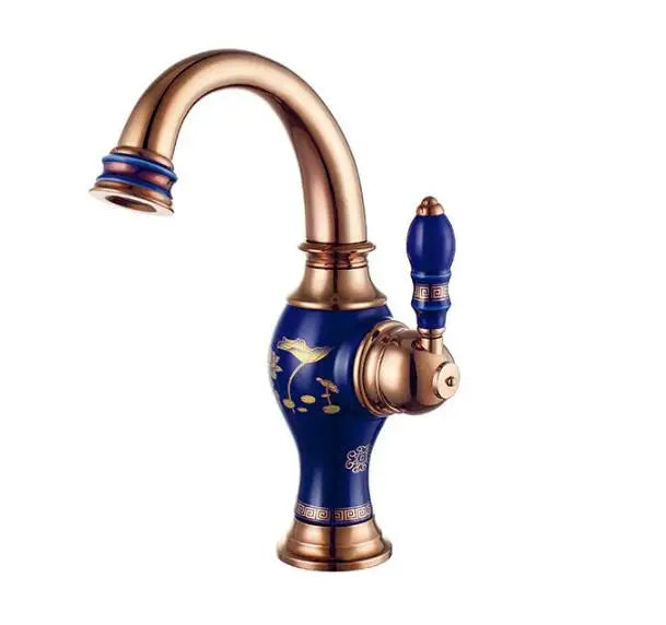 Afralia™ Rose Gold Brass Basin Faucet Set for Kitchen and Bathroom