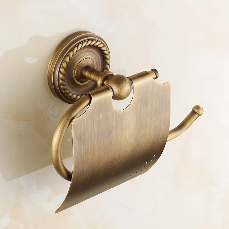 Afralia™ Antique Brass Toilet Paper Holder Wall Mount Bathroom Accessories