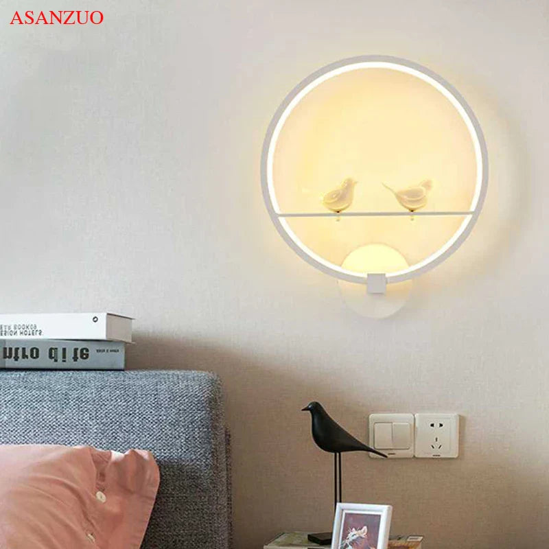 Afralia™ Nordic Bird Resin LED Wall Lamp, Modern Aluminum Design in Black/White for Living Room