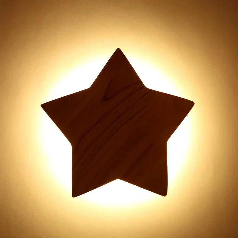 Afralia™ Star Wood Wall Lamp: Modern Solid Decor Lighting for Living Room, Bedroom, Corridor