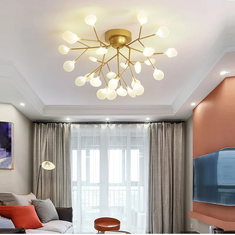 Afralia™ Modern Gold/Black LED Ceiling Chandelier for Living Room and Bedroom Lighting