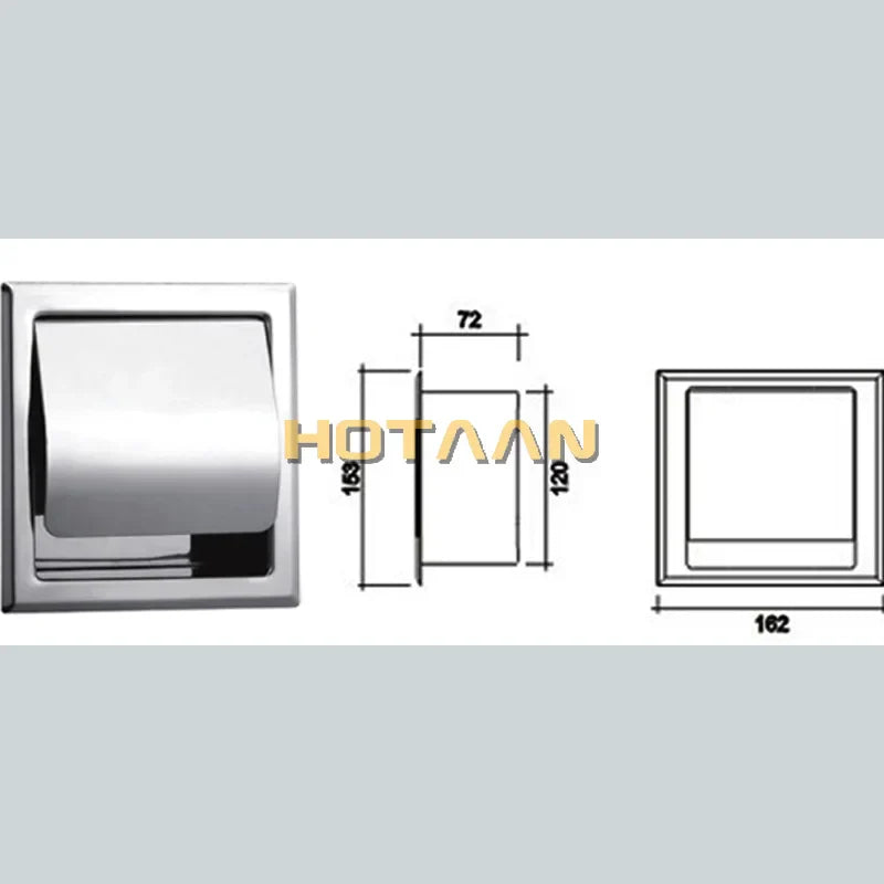 Afralia™ Stainless Steel Toilet Roll Holder Box Wall Mounted Embedded.
