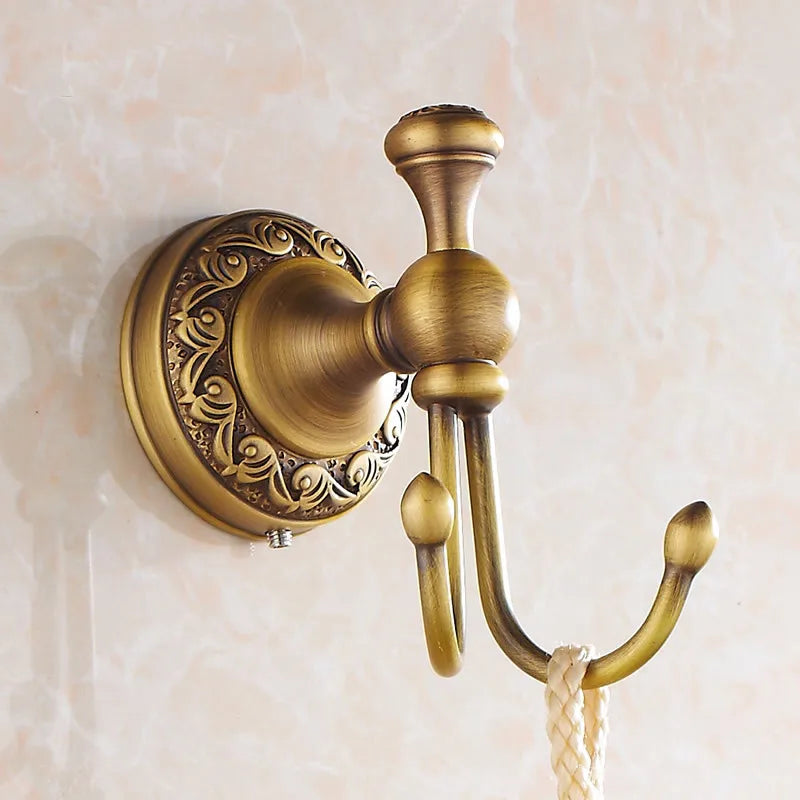 Afralia™ Antique Brass Towel Hooks Wall Rack Retro Home Deco