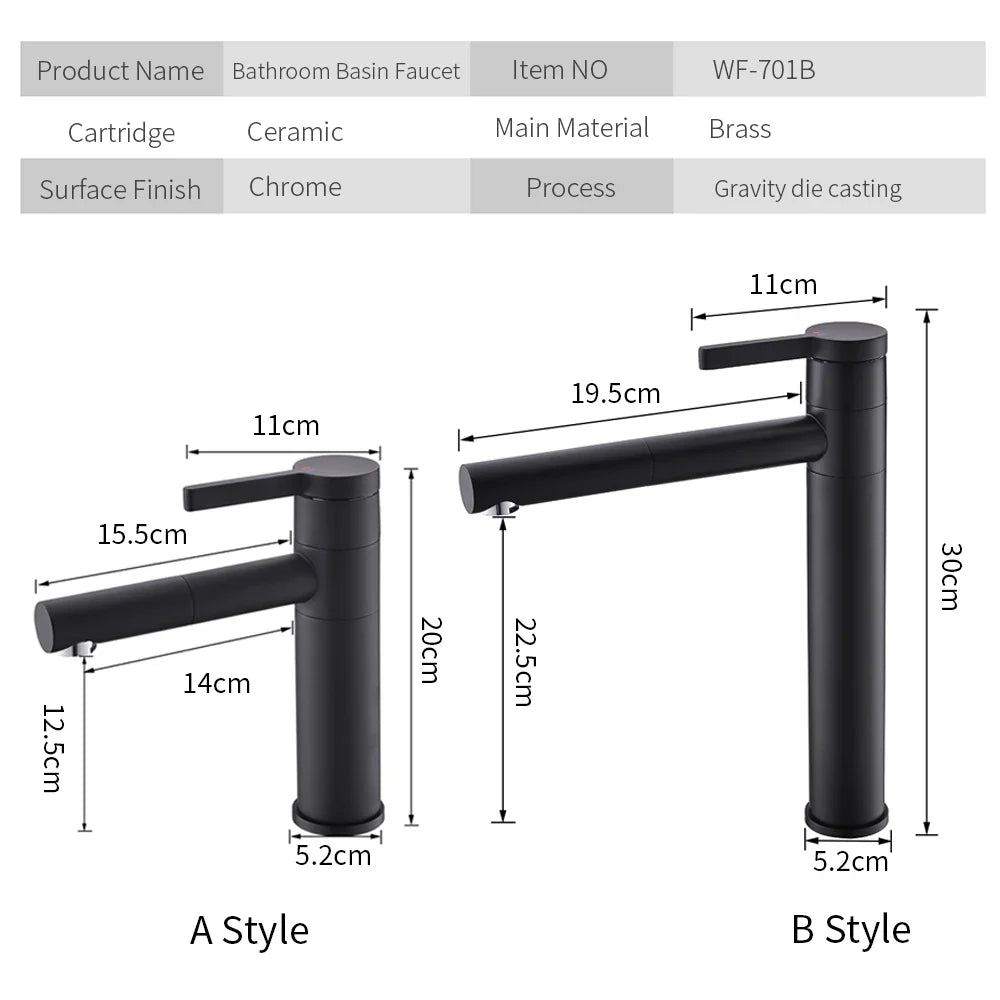 Afralia™ Brass Bathroom Faucet Vessel Sink Mixer Swivel Spout Deck Mounted White Tap