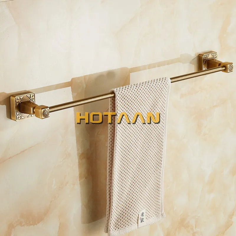 Afralia™ Antique Brass Single Towel Bar, Wall Mounted Bathroom Accessories