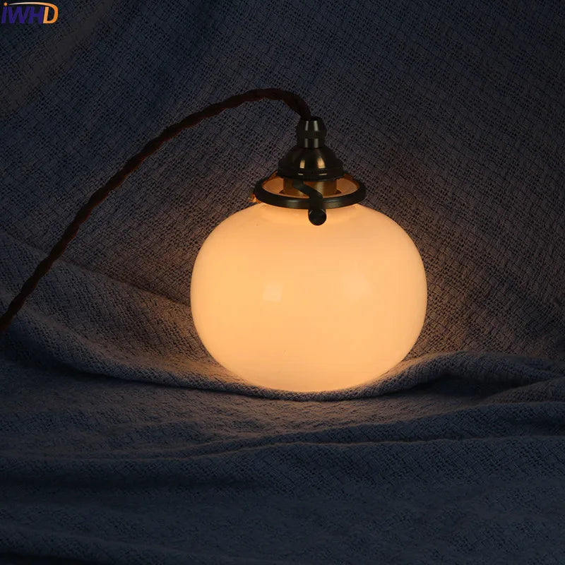 Afralia™ Nordic Glass Ball Pendant Light Dinning Living Room Vintage Hanging Lamp
