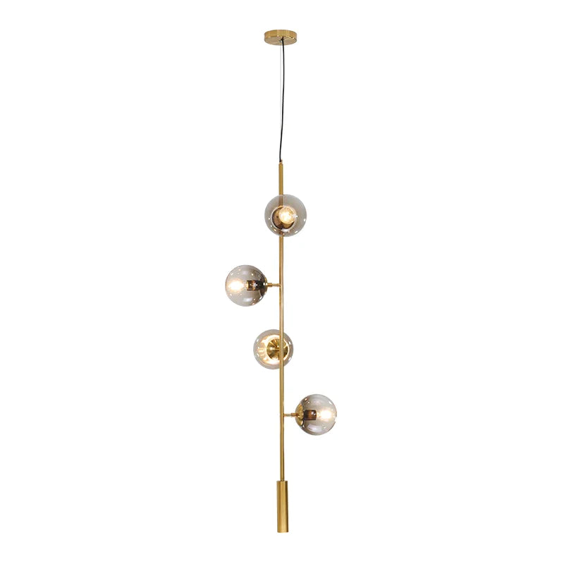 Afralia™ Glass Ball Metal Rod Pendant Lights