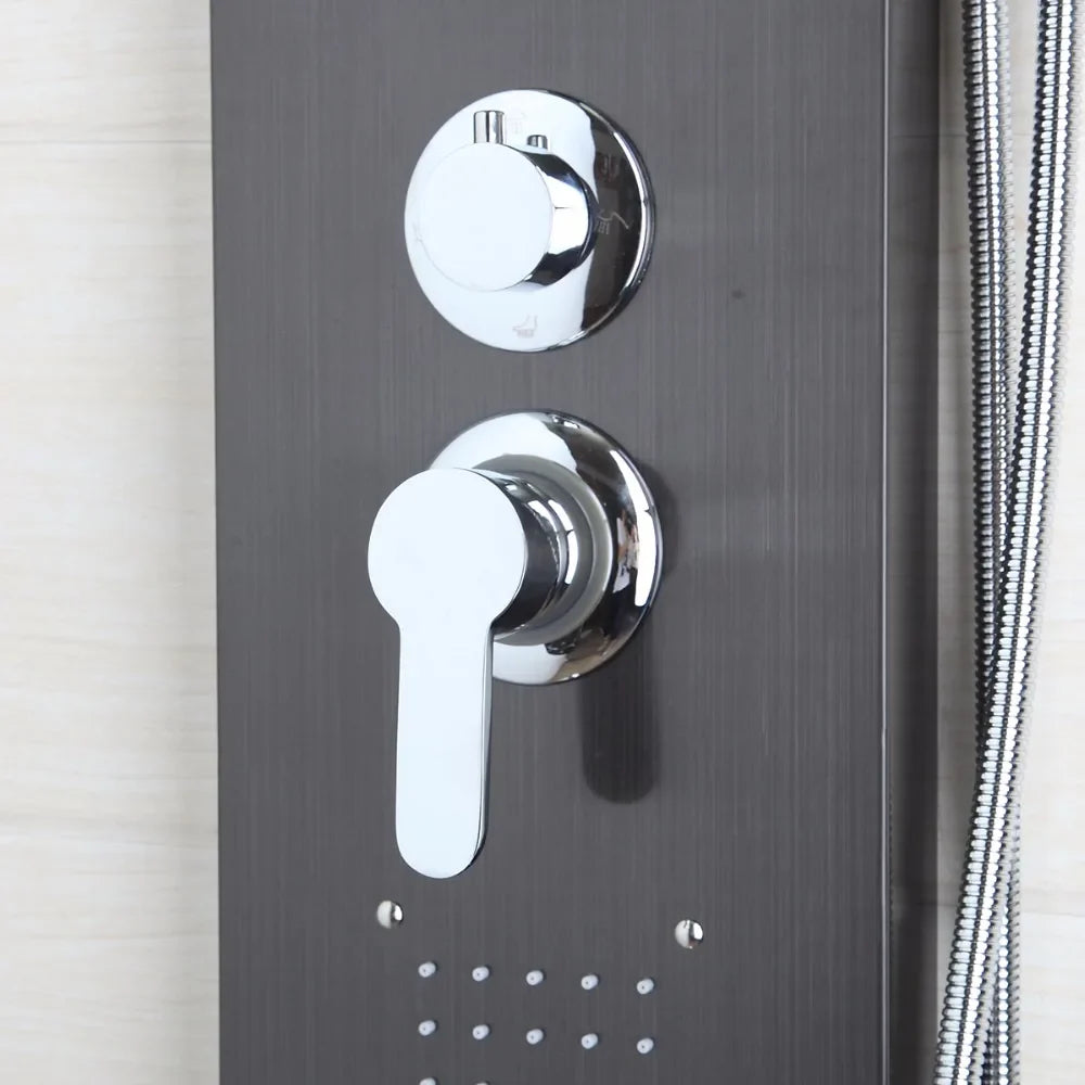 Afralia™ Dark Nickel Shower Panel with Hand shower, Tub Spout, and Massage System