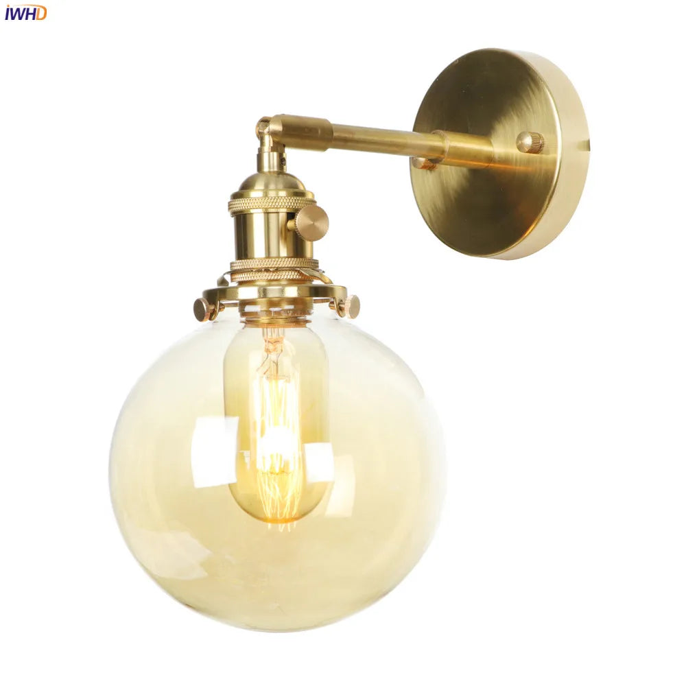 Afralia™ Glass Ball Copper Wall Lamp - Nordic Retro LED Wall Light Sconce