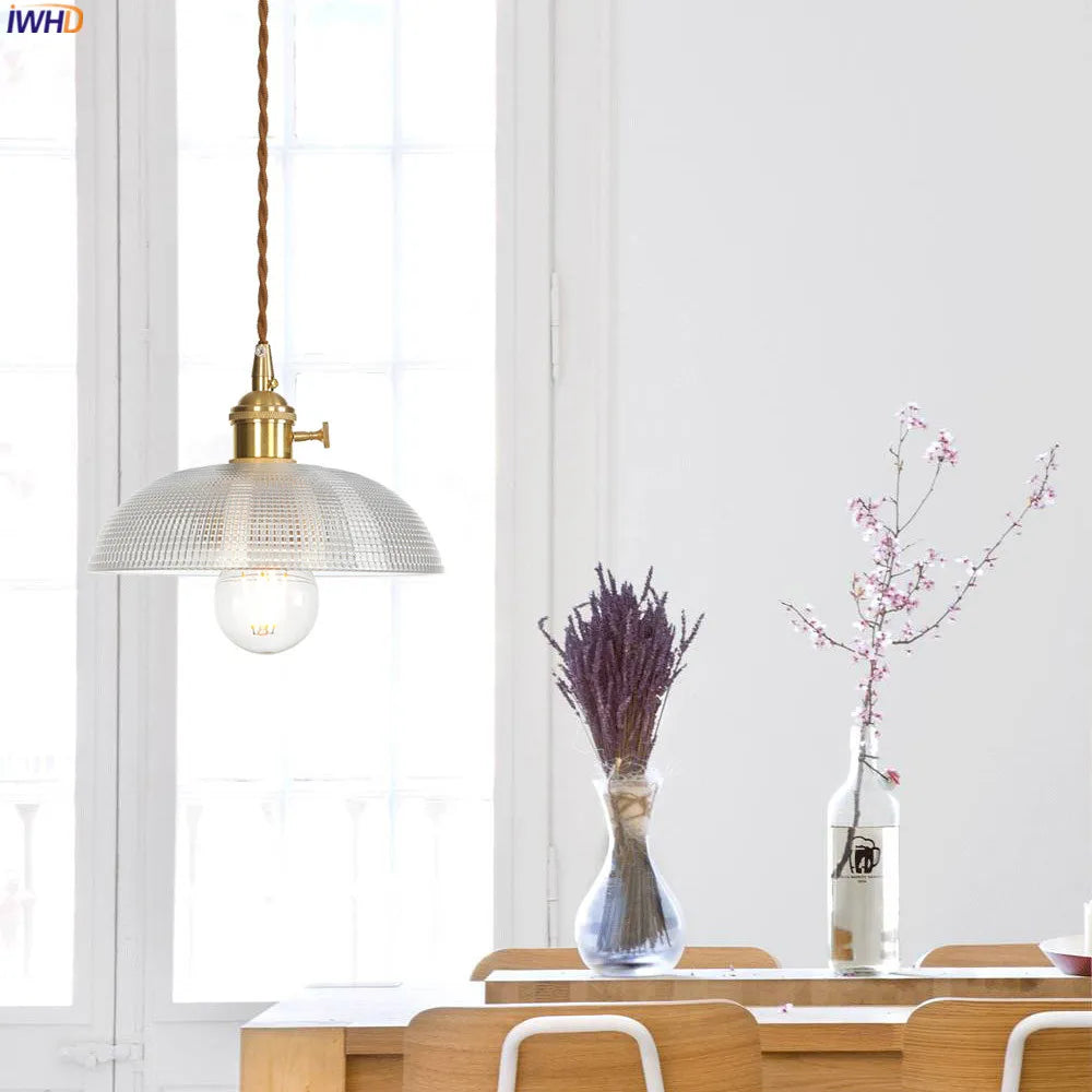 Afralia™ Nordic Edison LED Pendant Light Copper Glass Hanglamp