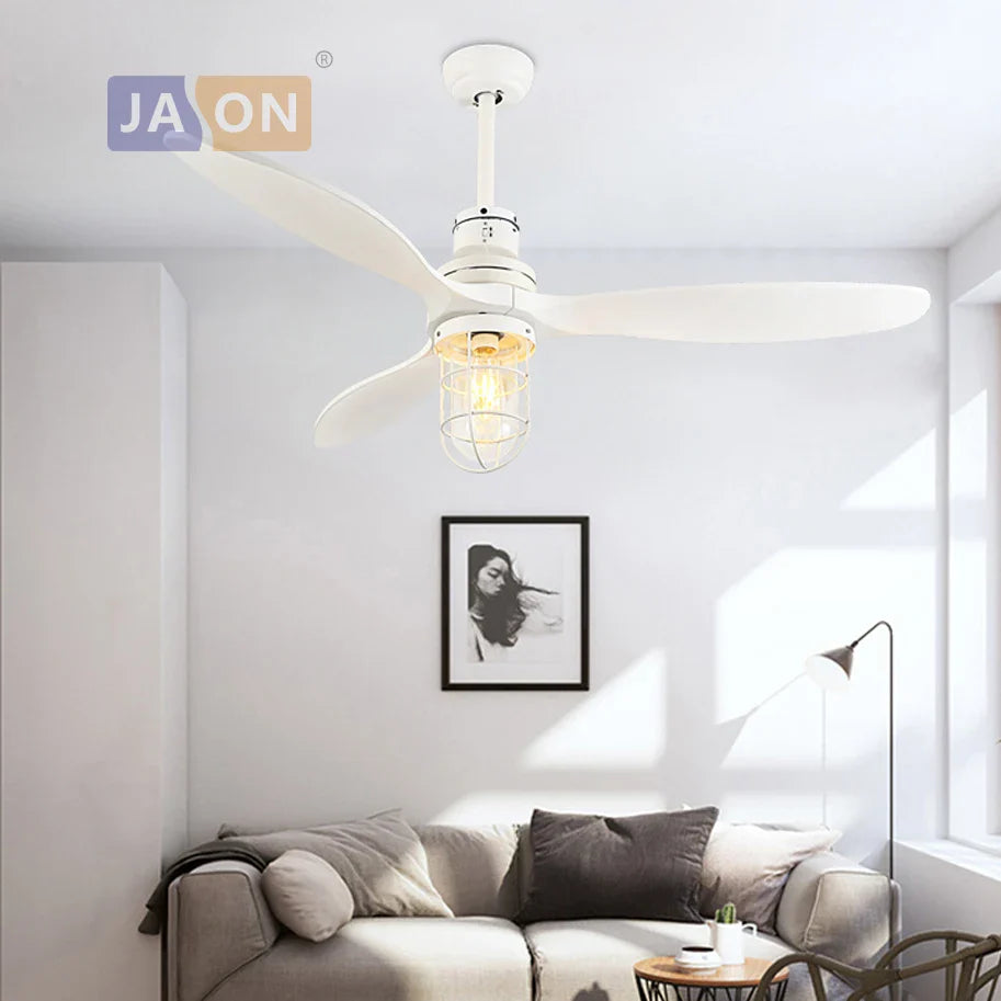 Afralia™ Edison Loft Iron Glass Wood Ceiling Fan with LED Light for Foyer Bedroom