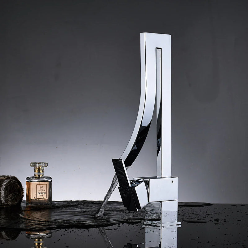 Afralia™ Waterfall Basin Faucet: Chrome Brass Single Handle Mixer Tap for Bathroom Sink